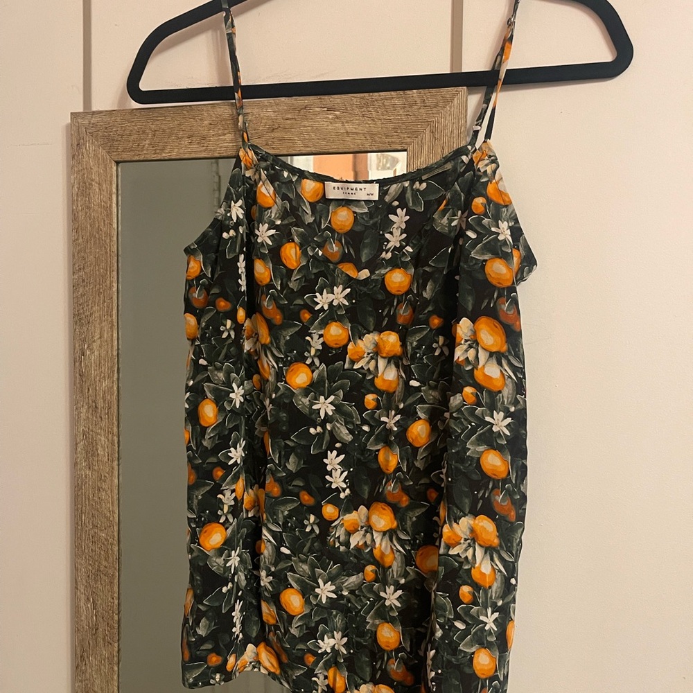 Orange floral silk top